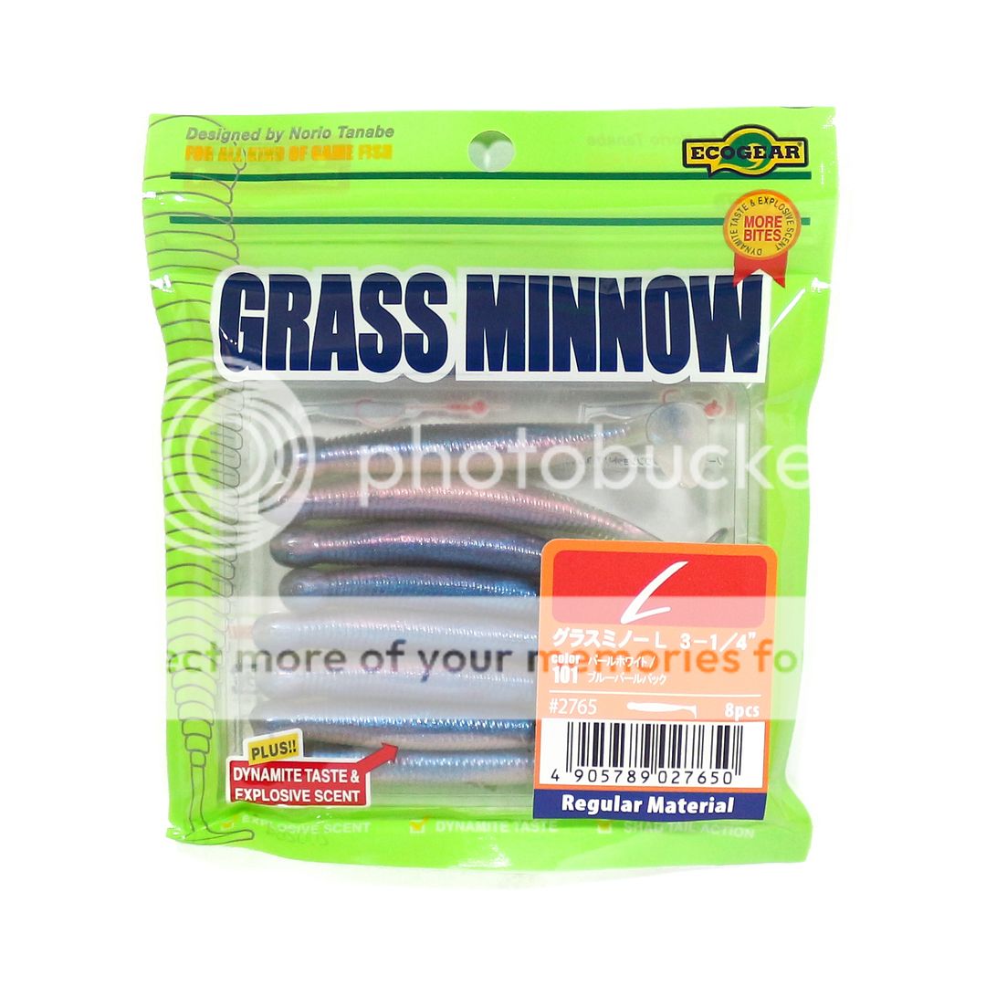 Ecogear Soft Lure Grass Minnow L 31/4 Inch 8 piece per pack 101 (7650